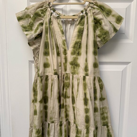 Maria Oliver Tie-Dye Mini Dress Flutter Sleeve V-Neck Size M - Picture 2 of 4